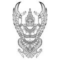 Garuda, bird of Vishnu. Vector illustration.