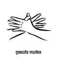 Garuda mudra . Hand spirituality hindu yoga of fingers gesture. Technique of meditation for mental health