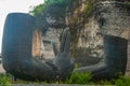 Garuda Wisnu Kencana Cultural Park. Huge hands of a statue of Vishnu. Bali. Indonesia.