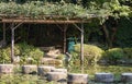 Garyu Bridge through the Soryu-ike pond in the Middle garden of Heian-jingu Shrine. Kyoto. Japan Royalty Free Stock Photo