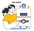 Gas boiler. Household gas appliance. Annual checking or maintaining