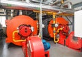 Gas boilers in gas boiler room for steam production Royalty Free Stock Photo