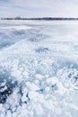 Gas bubbles in ice. Baikal lake. Winter landscape Royalty Free Stock Photo