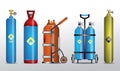 gas and fuel storage oxygen tank set. gas cylinder containers of different types. Royalty Free Stock Photo