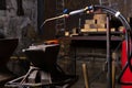 Gas burned for a welding and anvil inwork space of smith Royalty Free Stock Photo