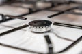 gas burner close-up. Home gas stove. The hob in the kitchen Royalty Free Stock Photo