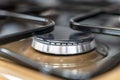 gas burner close-up. Home gas stove. The hob in the kitchen Royalty Free Stock Photo