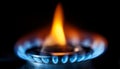 Gas burner flame igniting, symbolizing energy, combustion, and heating Royalty Free Stock Photo
