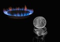 Gas burner and Russian rubles, the economy of Russia and Europe.The concept of selling natural gas for Russian rubles