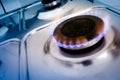 Gas burner on stove blue ligth