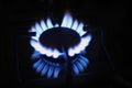 Gas burner on the stove. Selective focus, blur, defocus