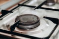 The gas burner is turned off in the kitchen in the apartment Royalty Free Stock Photo