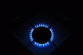 Kitchen gas cooker with burning fire propane gas Royalty Free Stock Photo