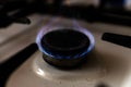 Gas burning kitchen. gas stove at home evening Royalty Free Stock Photo