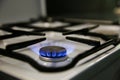 Gas burns on the kitchen stove.