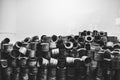 Gas cans, in the concentration camp in auschwitz Royalty Free Stock Photo
