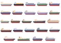 Gas carrier ship icons set cartoon vector. Gas energy