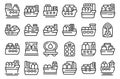 Gas carrier ship icons set outline vector. Gas energy