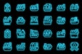 Gas carrier ship icons set vector neon Royalty Free Stock Photo