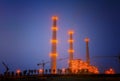 Gas and Coal power station in sunset blue hour