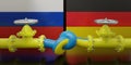 Gas conflict between Germany and Russia. Fuel pipeline with a knot. 3d render Royalty Free Stock Photo