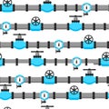 Gas control valve and pipes transportation. Industrial seamless pattern