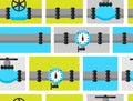 Gas control valve and pipes transportation. Industrial seamless pattern