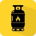 Gas cylinder icon. LPG sign. Liquid petroleum can. Fuel cannisters medium size. Cooking fire. Vector illustration.