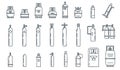 Gas cylinder line icons. Oxygen cylinders, petroleum storages outline symbols. Canisters and containers, metal Royalty Free Stock Photo
