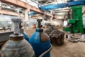 Gas cylinders for oxygen and argon are in production shop