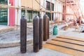 Gas cylinders for welding on a construction site