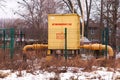 Gas distribution station is flammable, yellow gas distributor