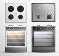 Gas Electric Cook Top Stove Icon Set