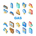 gas energy oil power pipeline icons set vector Royalty Free Stock Photo