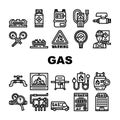 gas energy oil power pipeline icons set vector