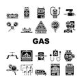 gas energy oil power pipeline icons set vector Royalty Free Stock Photo