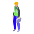 Gas factory worker icon isometric vector. Industry maintenance