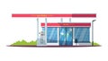 Gas filling station with mini mart semi flat RGB color vector illustration