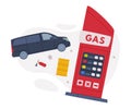 Gas Filling Station Scattered Objects as Facility with Fuel for Motor Vehicle Vector Composition Royalty Free Stock Photo