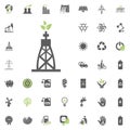 Gas-fired power plant icon. Eco and Alternative Energy vector icon set. Energy source electricity power resource set vector.