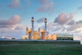 Gas fired power plant at twilight Royalty Free Stock Photo