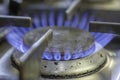 Gas flame burning on kitchen hob Royalty Free Stock Photo