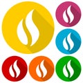 Gas Flame Icons set with long shadow Royalty Free Stock Photo