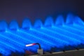 Gas flame inside of the gas boiler Royalty Free Stock Photo