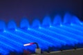 Gas flame inside of the gas boiler Royalty Free Stock Photo