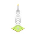 Gas Flare or Flare Stack as Gas Combustion Device at Petroleum Refinery Station Isometric Vector Illustration Royalty Free Stock Photo