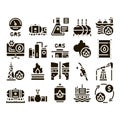 Gas Fuel Industry Glyph Set Vector