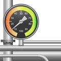 Gas, fuel pipe valve and pressure meter Royalty Free Stock Photo