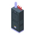 Gas furnace icon isometric vector. House fire