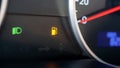 Gas gauge fuel empty. Petrol tank meter car indicator on dashboard. Low gasoline level. Fuel gauge gas.